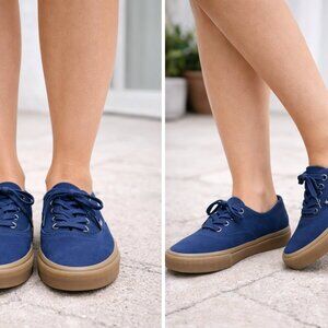 Vans Skate Authentic Navy Canvas Sneakers Gum Sole Size 8